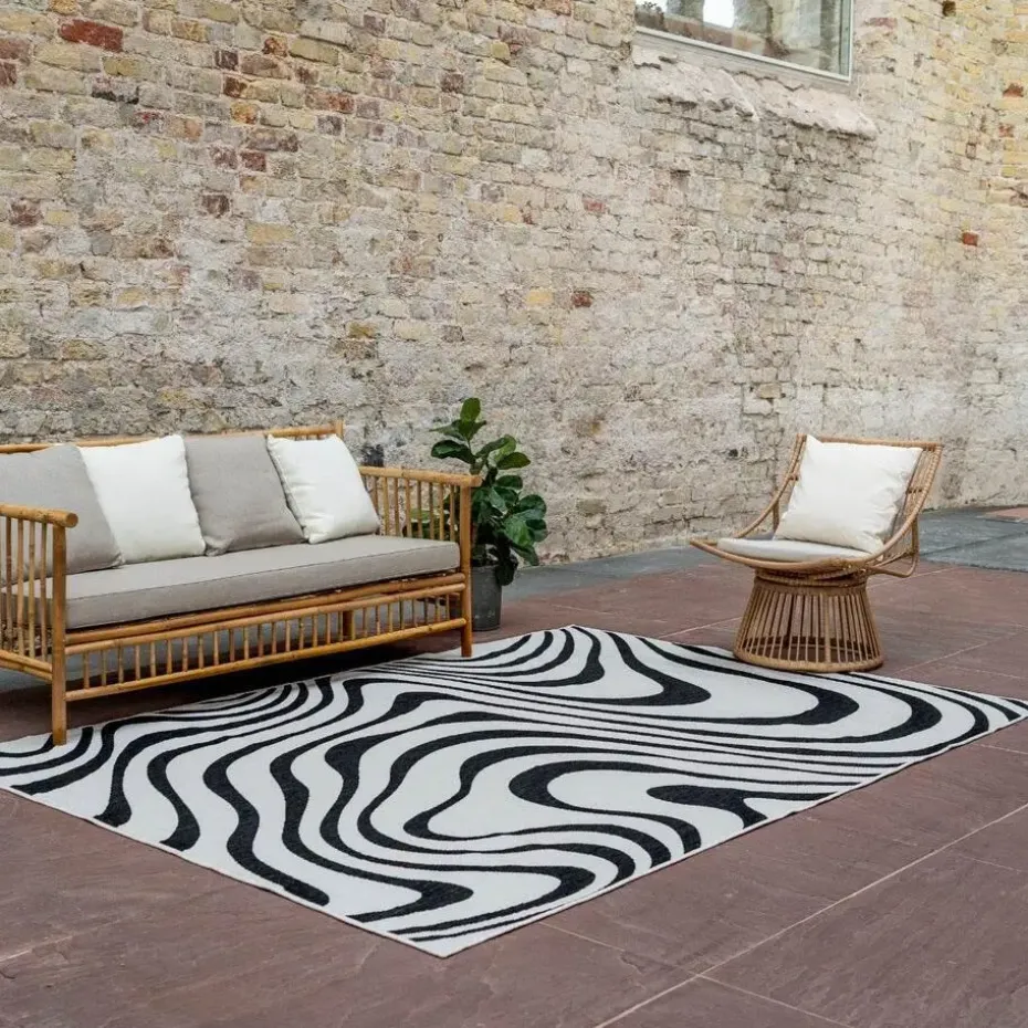 Interieur05 Buitenkleed Swirl Zwart - 340 x 240 cm