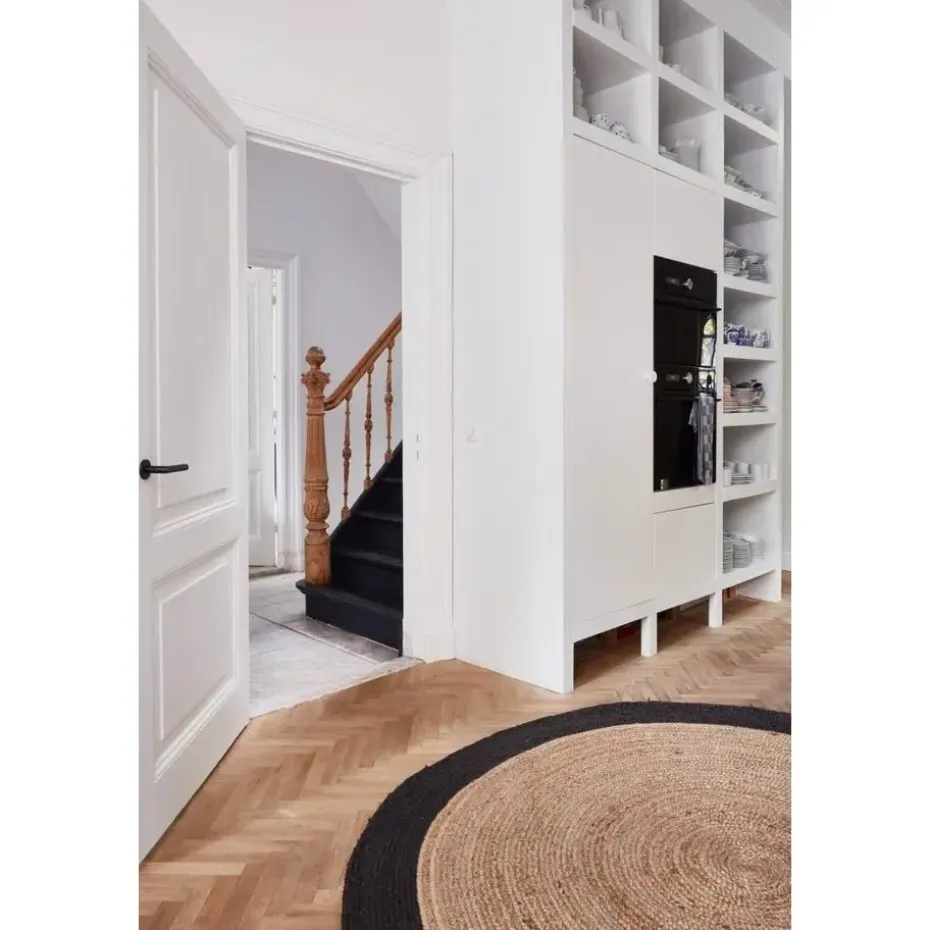 Interieur05 EVA Interior rond Vloerkleed Jute Naturel/Antraciet - 240 x 240 cm