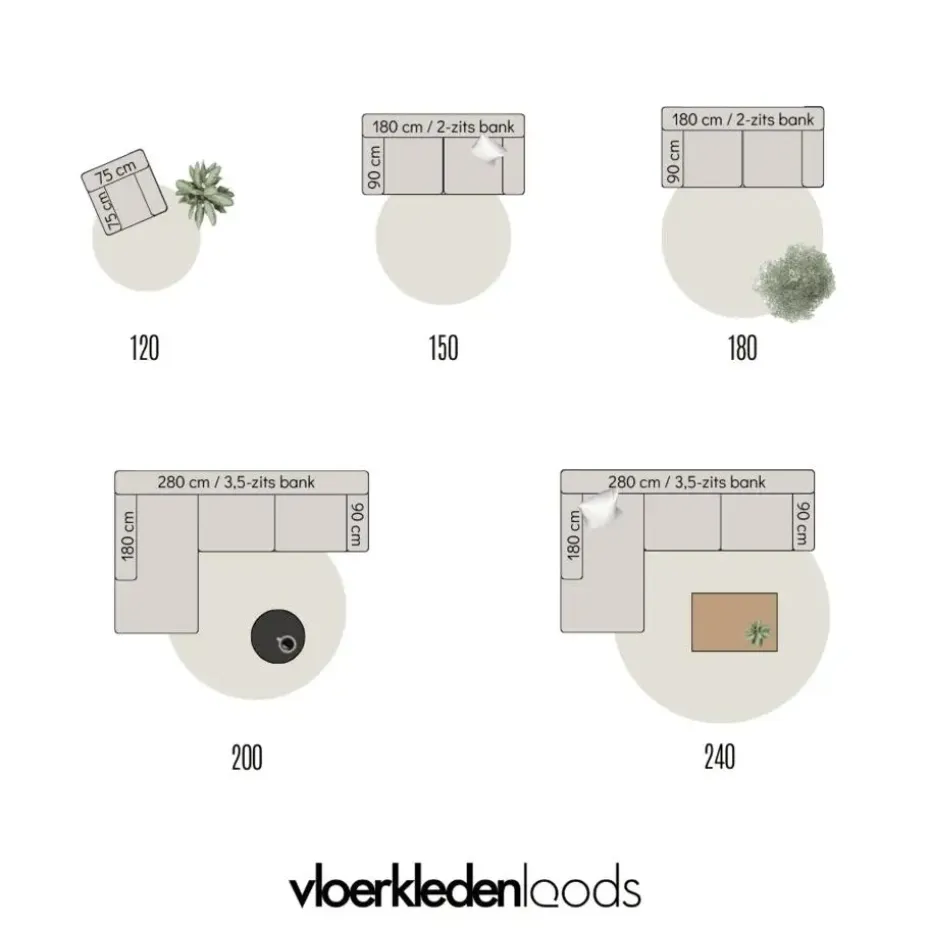 Interieur05 EVA Interior rond vloerkleed Jute naturel - 150 x 150 cm