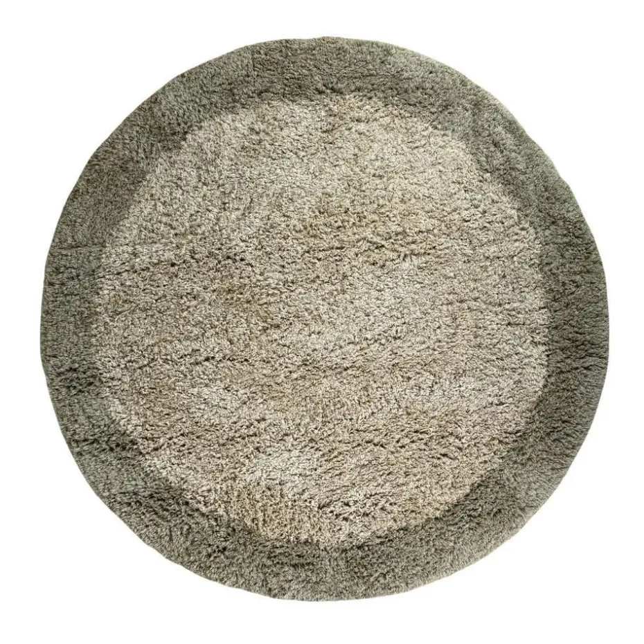 Interieur05 hoogpolig vloerkleed polyester Pilo groen/beige - 160 x 160 cm