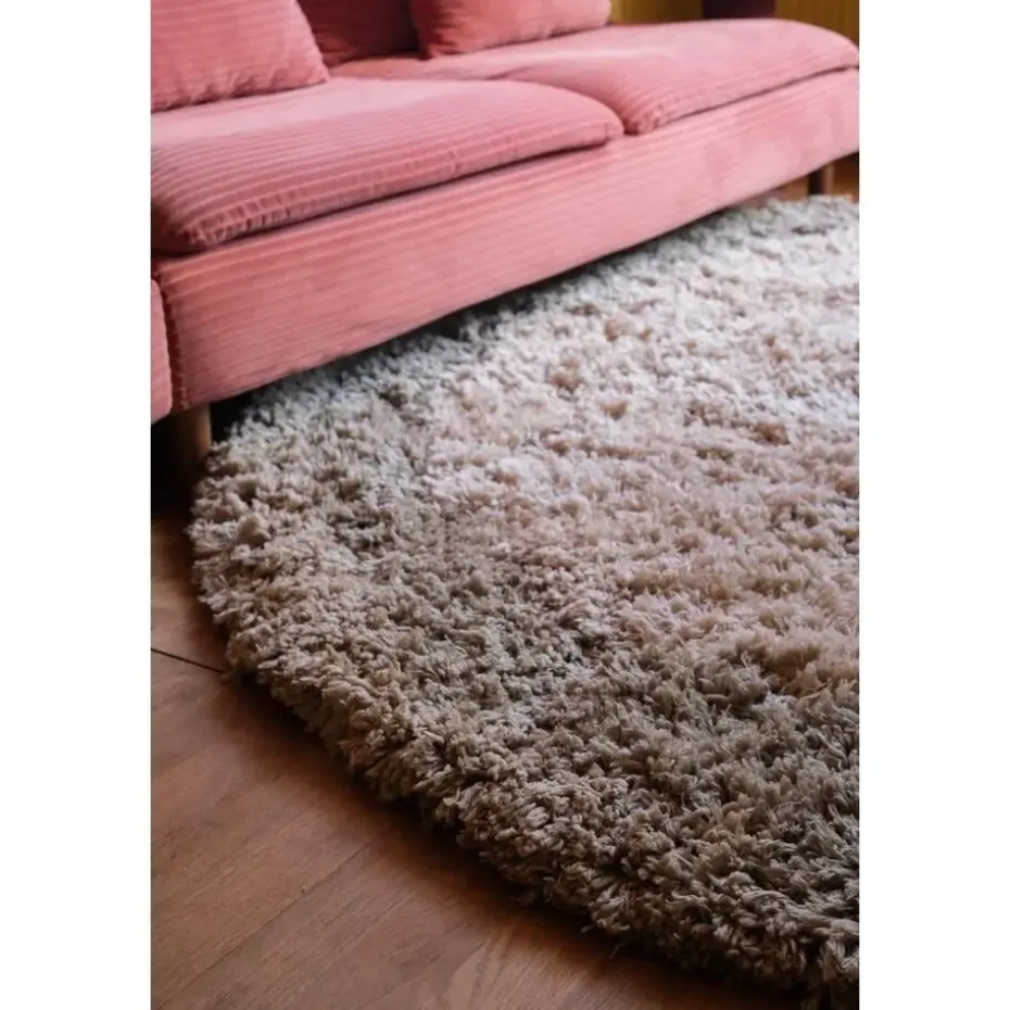 Interieur05 hoogpolig vloerkleed polyester Pilo groen/beige - 160 x 160 cm