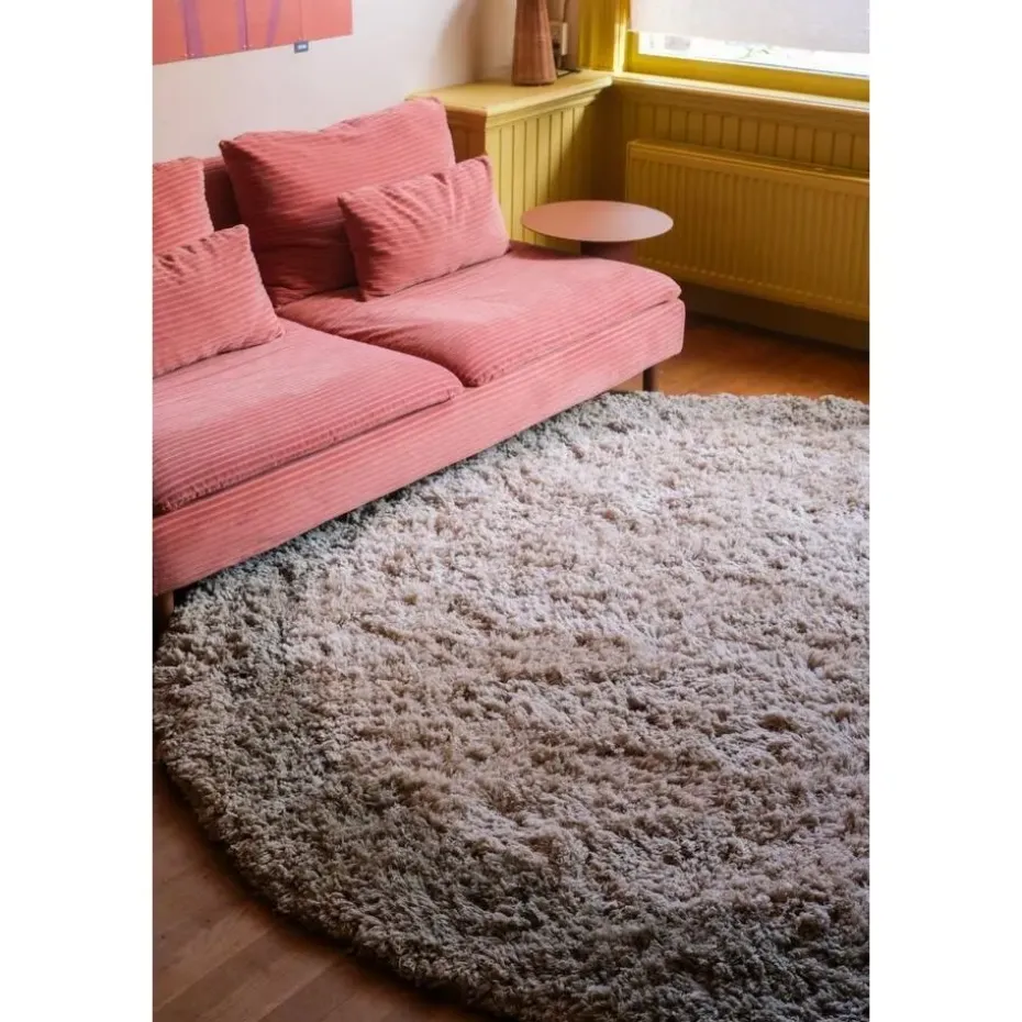 Interieur05 hoogpolig vloerkleed polyester Pilo groen/beige - 160 x 160 cm