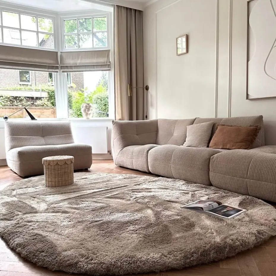 Interieur05 Hoogpolig vloerkleed Odelia beige/wit - 80 x 150 cm