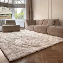 Interieur05 Hoogpolig vloerkleed Odelia beige/wit - 80 x 150 cm