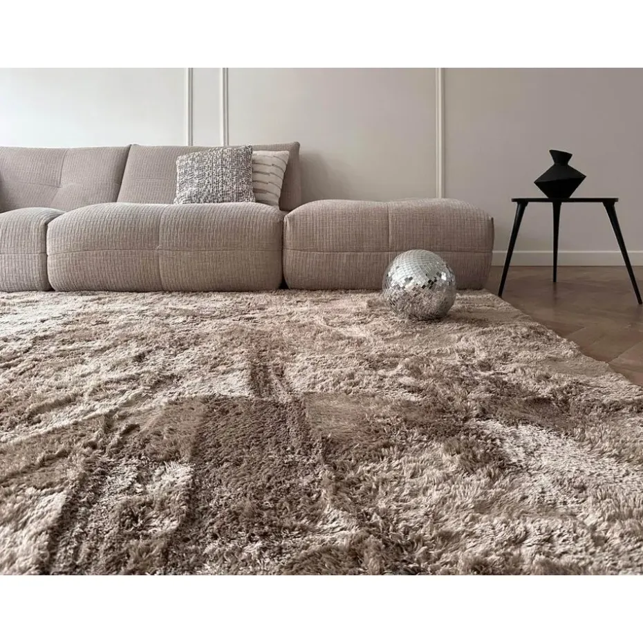 Interieur05 Hoogpolig vloerkleed Odelia Bruin/taupe - 160 x 230 cm