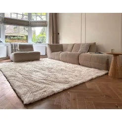 Interieur05 Hoogpolig vloerkleed Odelia beige/wit - 240 x 330 cm