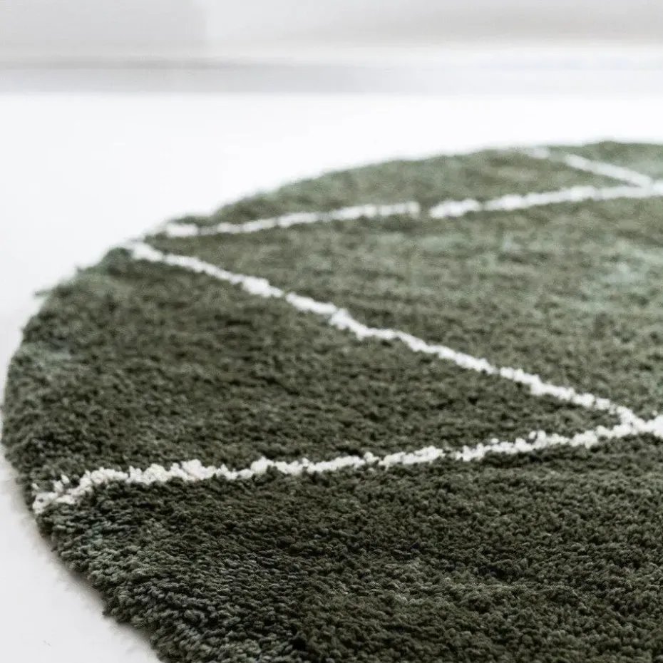 Interieur05 rond berber vloerkleed Nea groen/cream - 160 x 160 cm
