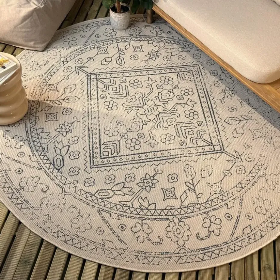 Interieur05 rond buitenkleed blauw Nova - 200 x 200 cm