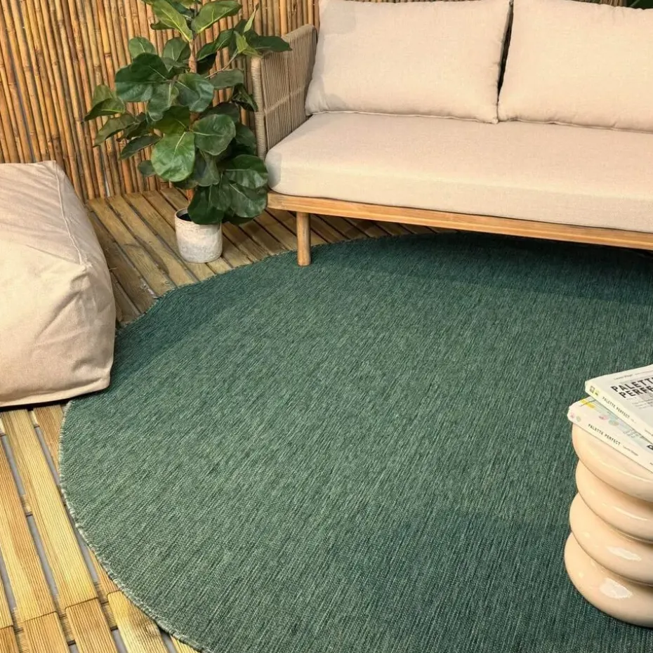Interieur05 rond buitenkleed groen Tone - 240 x 240 cm