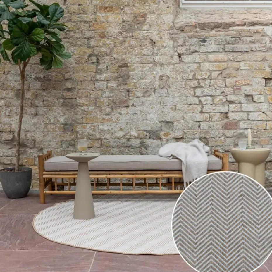 Interieur05 rond buitenkleed jute naturel zigzag - 200 x 200 cm