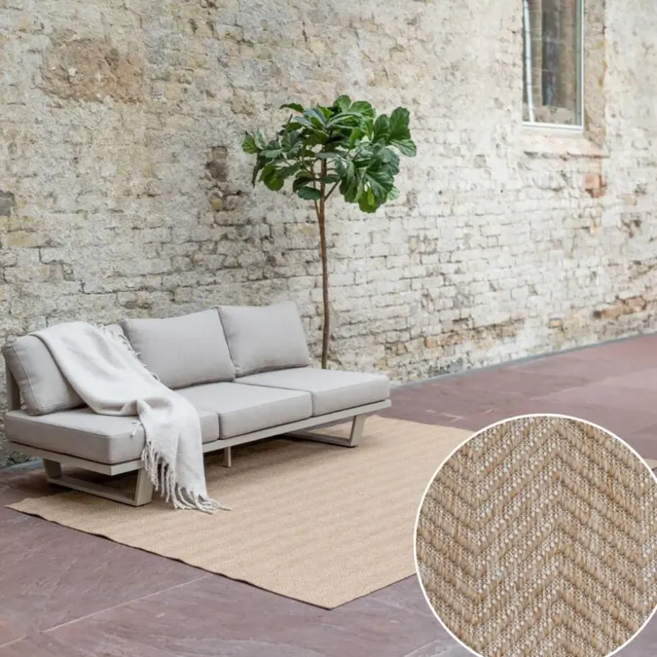Interieur05 rond buitenkleed jute naturel zigzag - 200 x 200 cm
