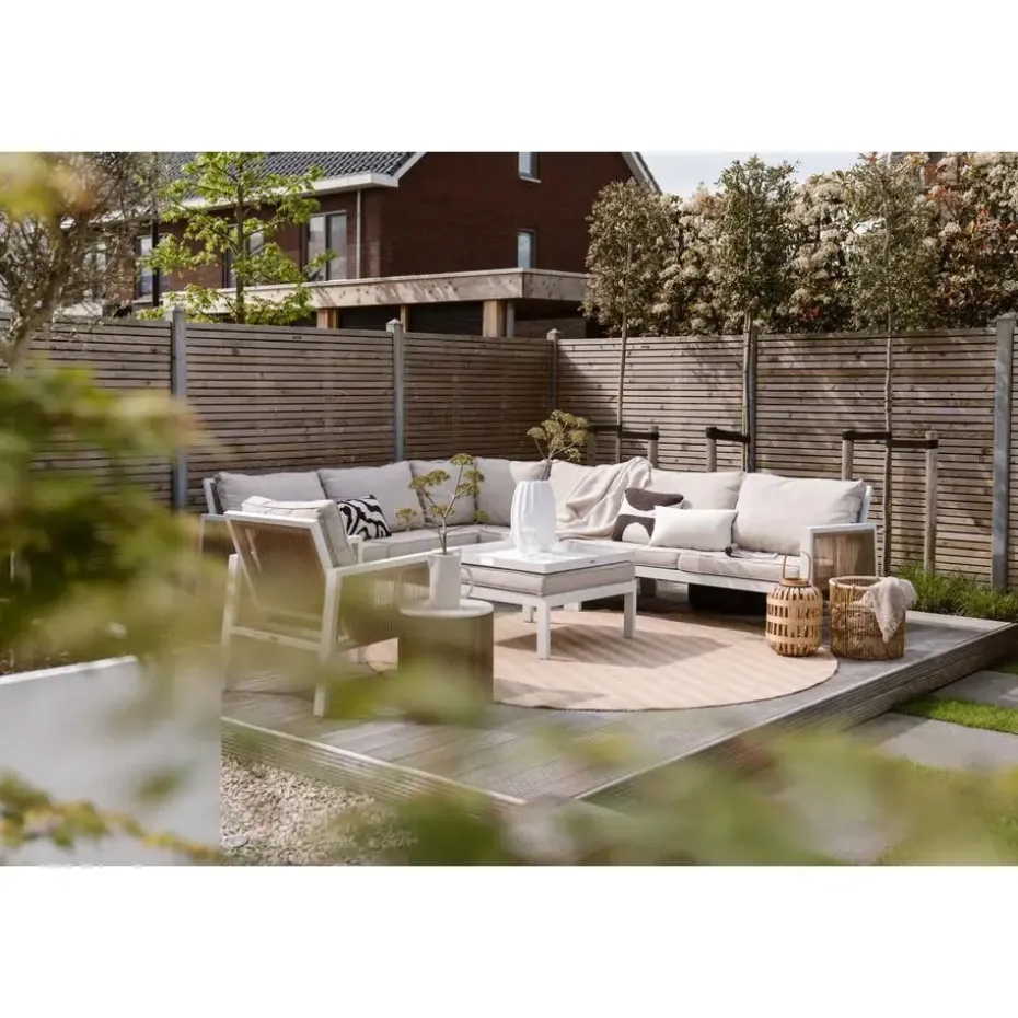 Interieur05 rond buitenkleed jute naturel zigzag - 200 x 200 cm