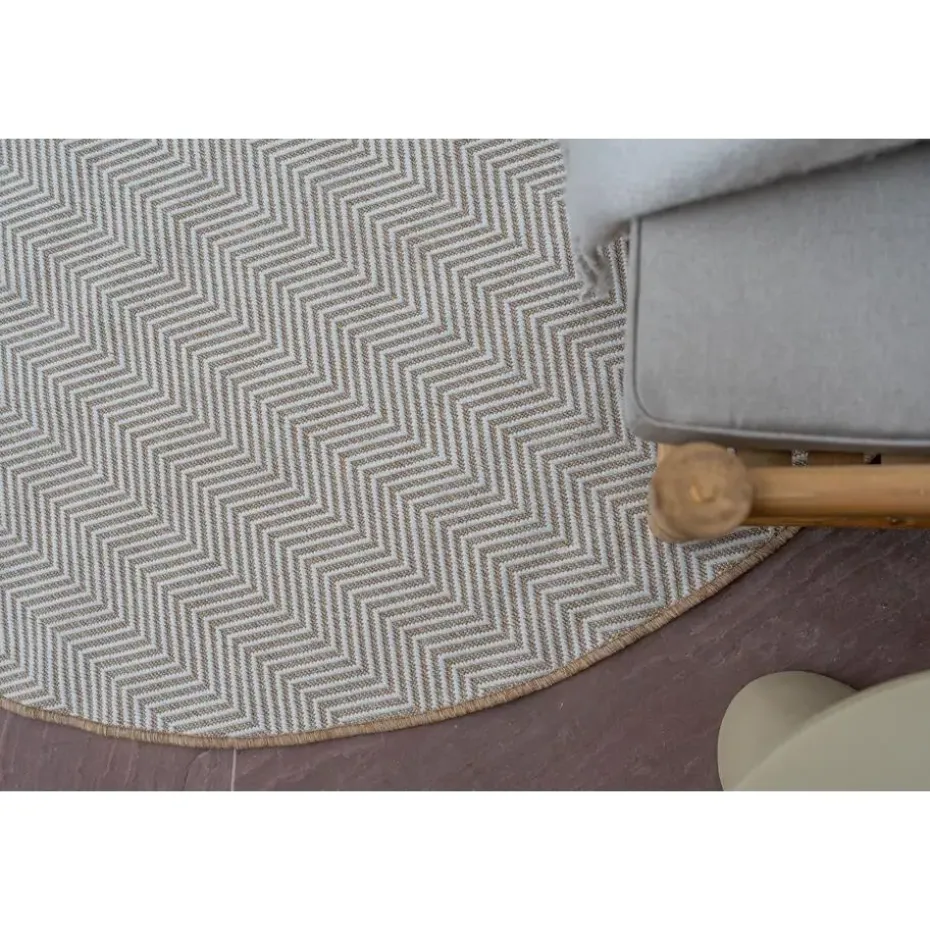 Interieur05 rond buitenkleed jute naturel zigzag - 200 x 200 cm