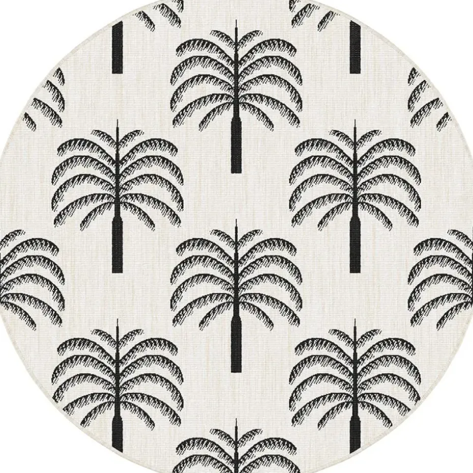 Interieur05 rond buitenkleed zwart/wit Oase - 240 x 240 cm