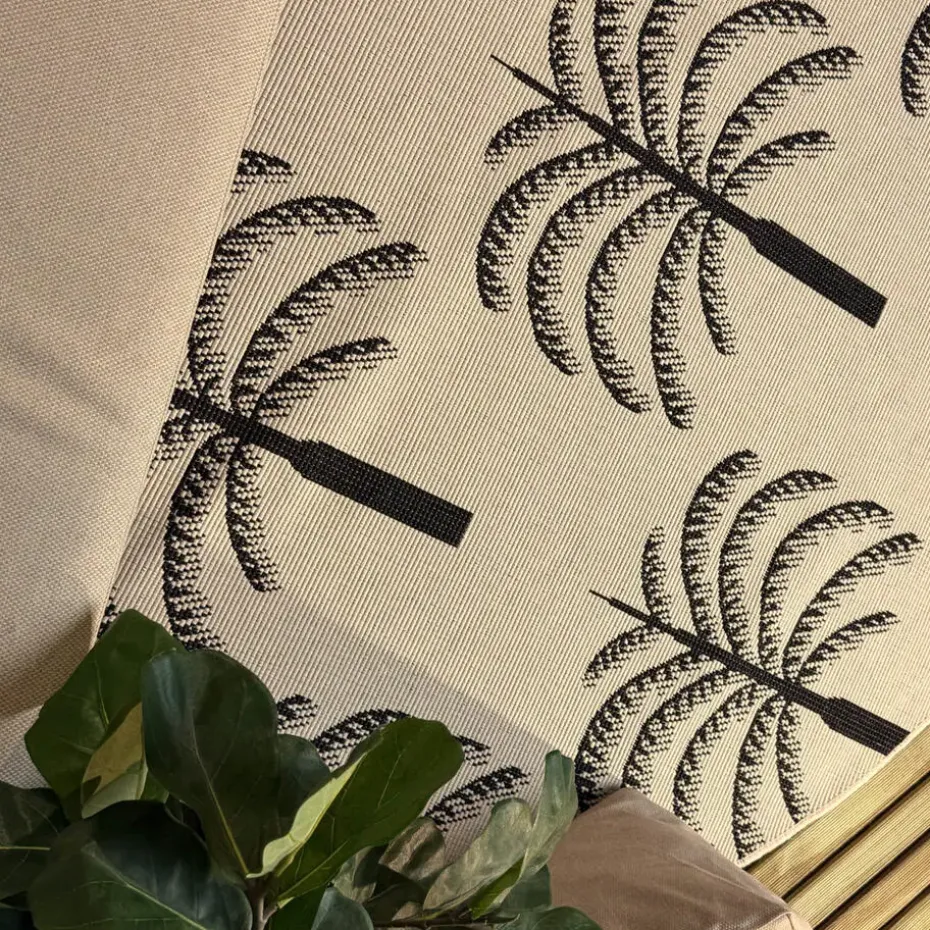 Interieur05 rond buitenkleed zwart/wit Oase - 240 x 240 cm