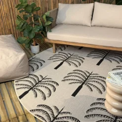 Interieur05 rond buitenkleed zwart/wit Oase - 240 x 240 cm
