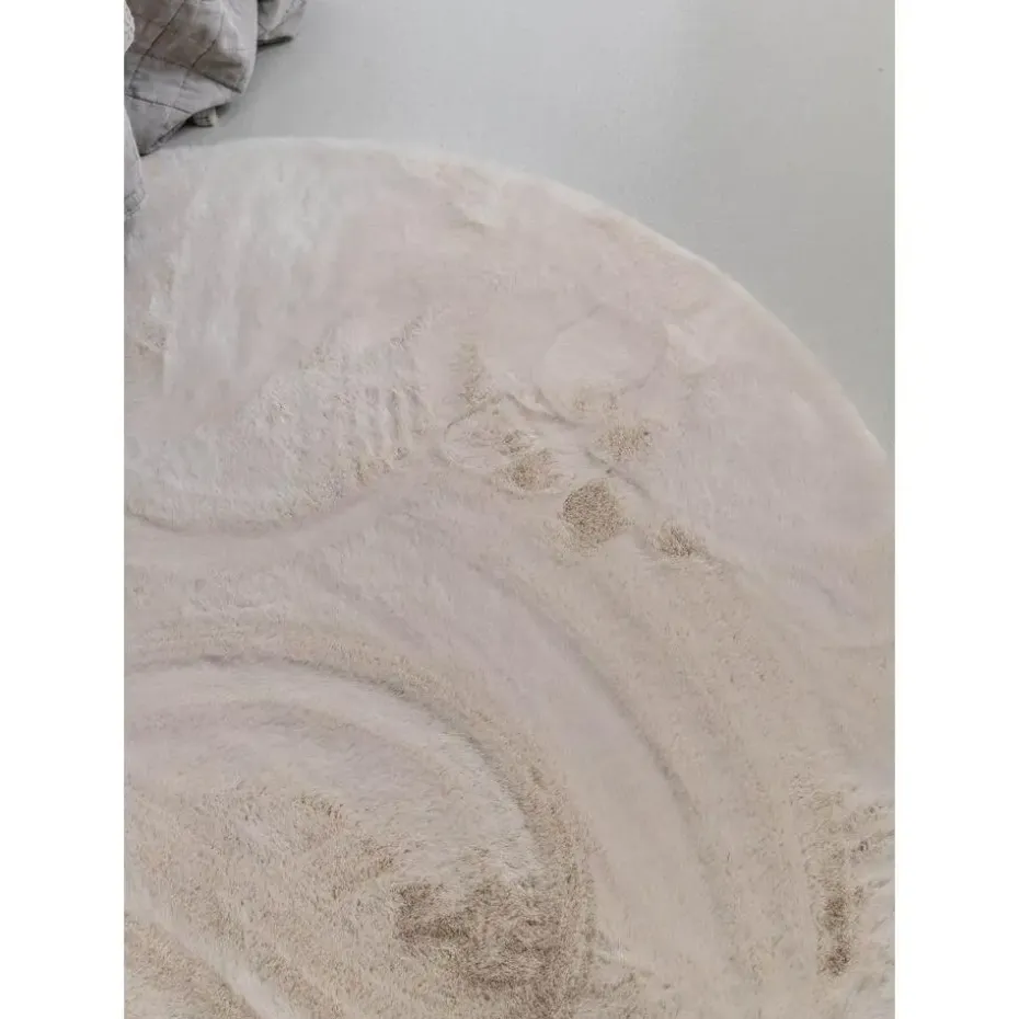 Interieur05 Rond Hoogpolig Vloerkleed Lux Creme - 160 x 160 cm