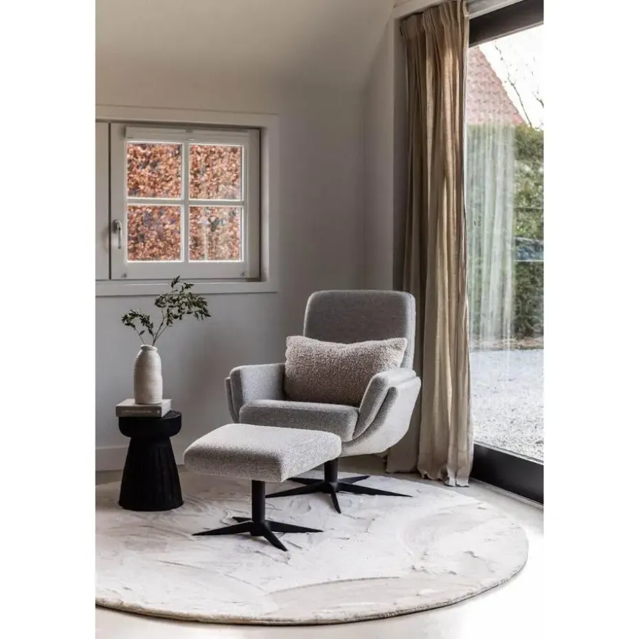 Interieur05 Rond Hoogpolig Vloerkleed Lux Creme - 160 x 160 cm