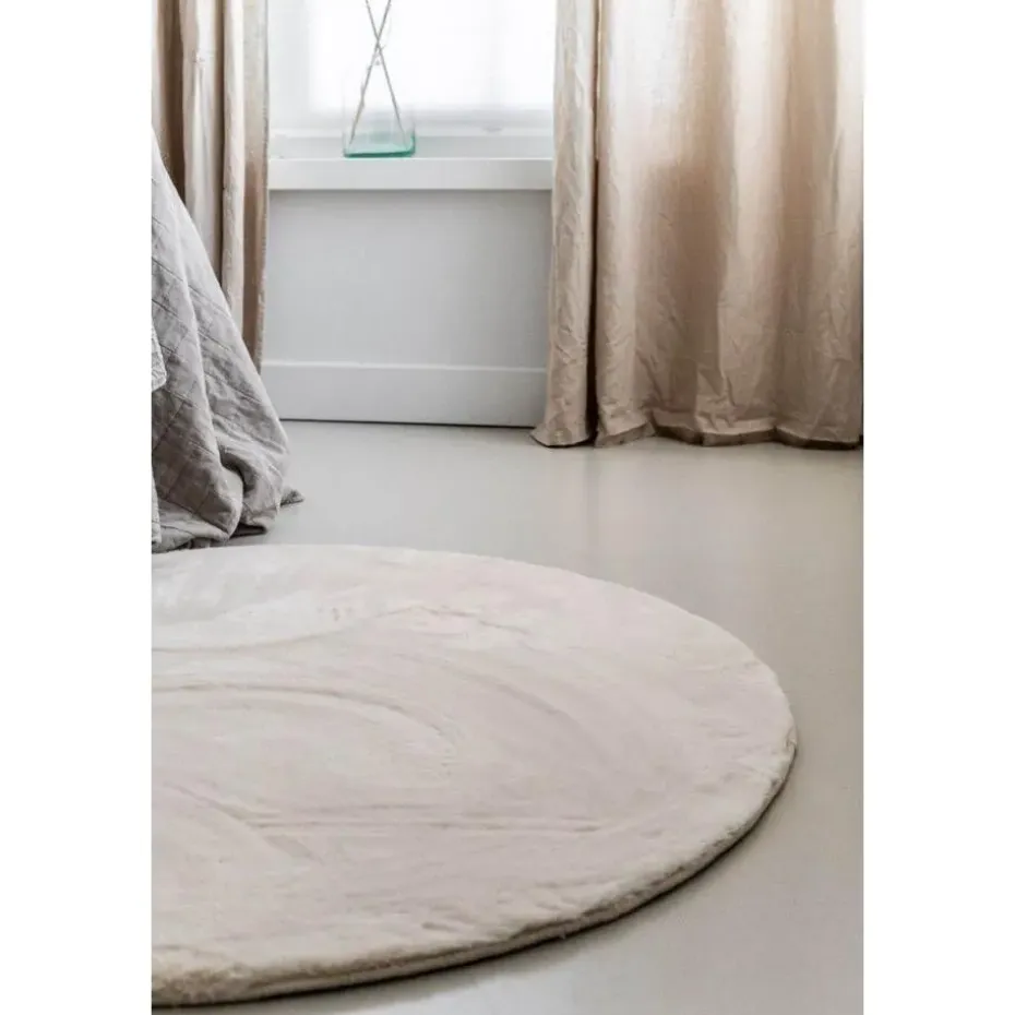 Interieur05 Rond Hoogpolig Vloerkleed Lux Creme - 160 x 160 cm