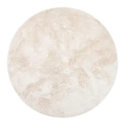 Interieur05 Rond Hoogpolig vloerkleed Odelia beige/wit - 160 x 160 cm