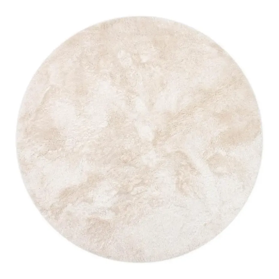 Interieur05 Rond Hoogpolig vloerkleed Odelia beige/wit - 160 x 160 cm