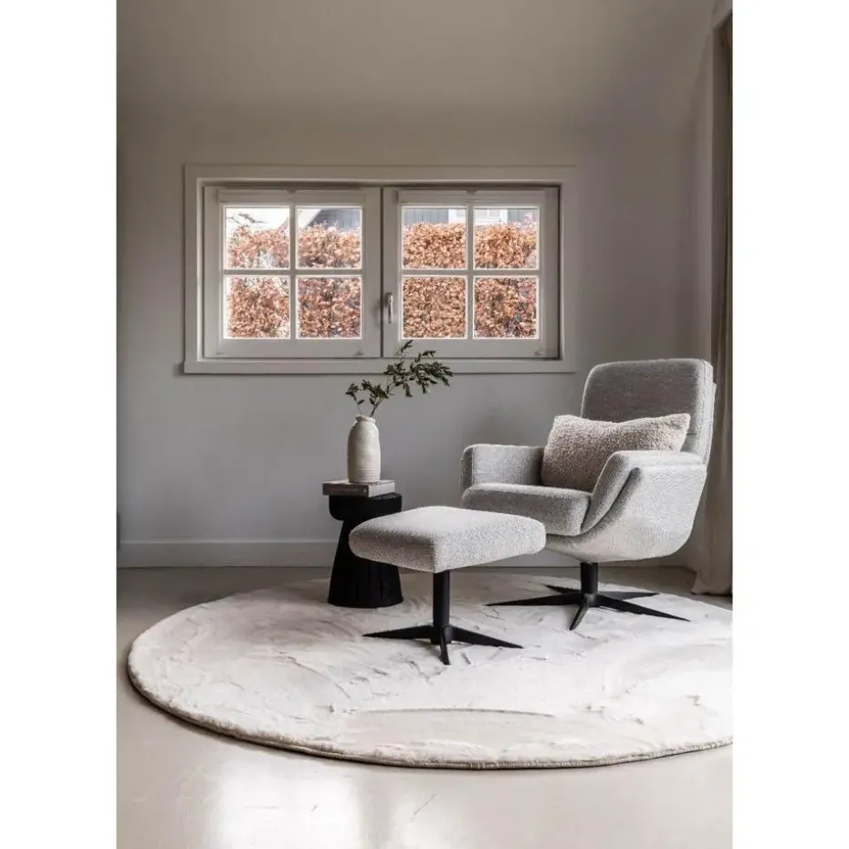 Interieur05 Rond Hoogpolig Vloerkleed Lux Creme - 200 x 200 cm