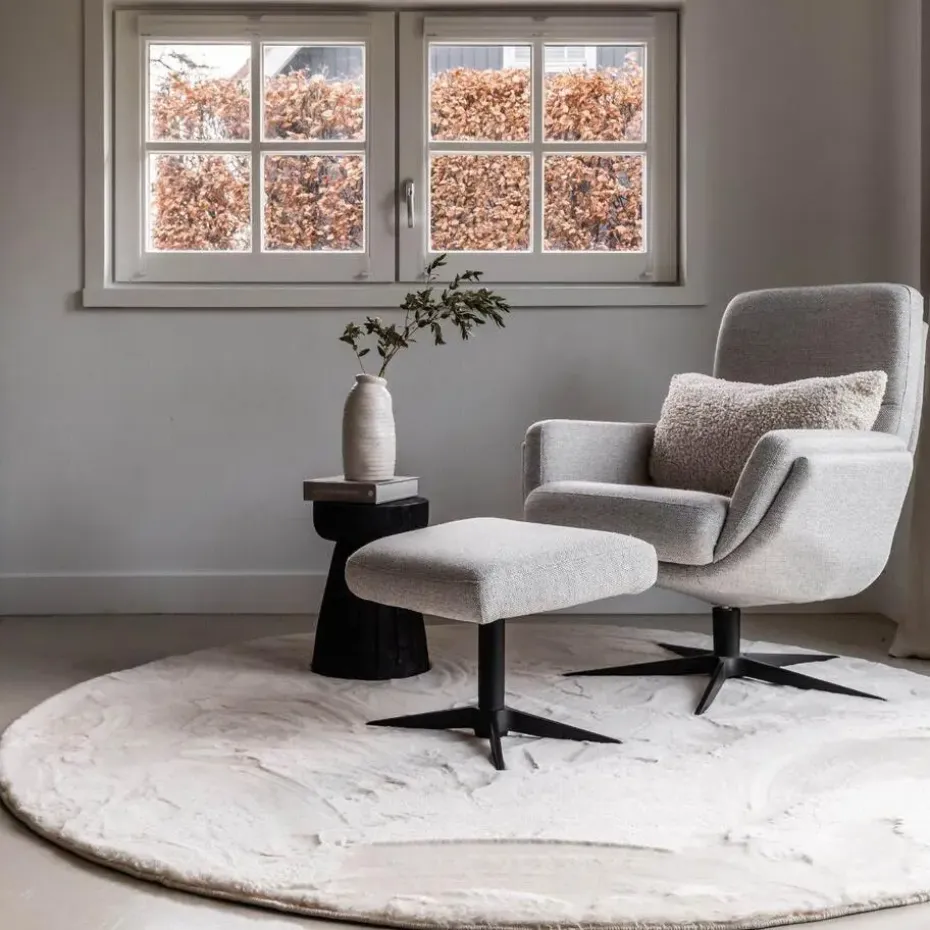 Interieur05 Rond Hoogpolig Vloerkleed Lux Creme - 240 x 240 cm