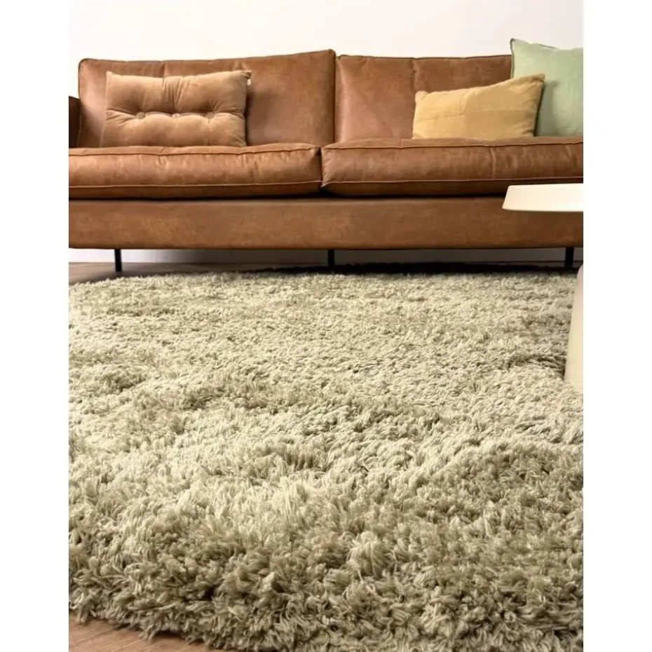 Interieur05 rond hoogpolig vloerkleed polyester Pilo groen - 230 x 160 cm