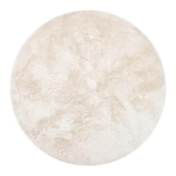 Interieur05 Rond Hoogpolig vloerkleed Odelia beige/wit - 240 x 240 cm