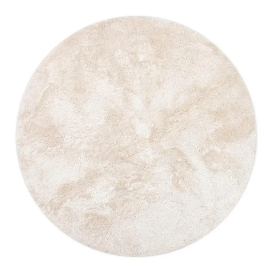 Interieur05 Rond Hoogpolig vloerkleed Odelia beige/wit - 240 x 240 cm