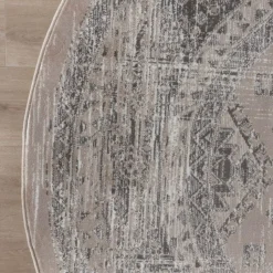 Interieur05 rond vintage Aila vloerkleed zand/beige - 240 x 240 cm