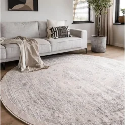 Interieur05 rond vintage Aila vloerkleed zand/beige - 240 x 240 cm