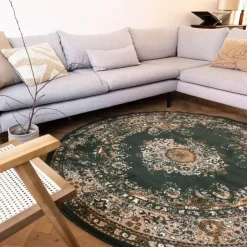 Interieur05 rond vloerkleed Keshan groen - 160 x 160 cm
