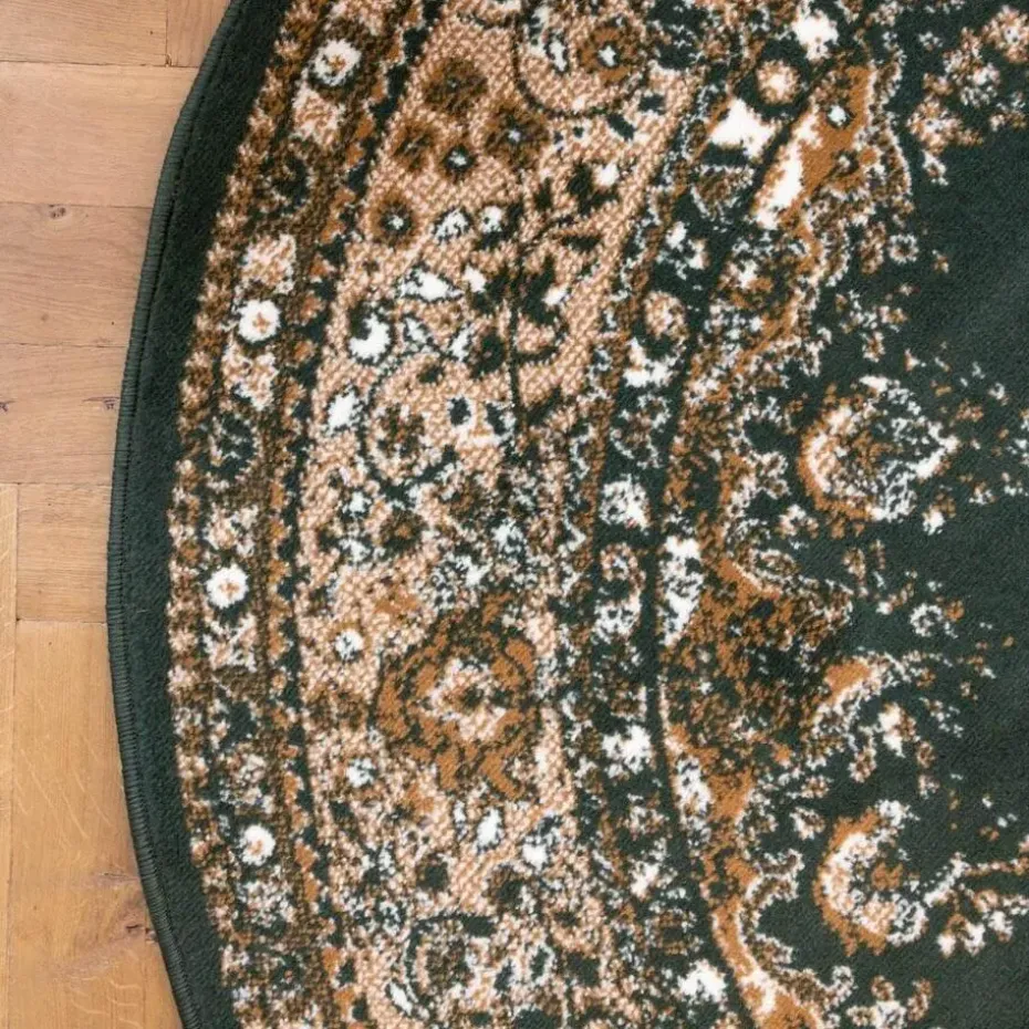 Interieur05 rond vloerkleed Keshan groen - 160 x 160 cm