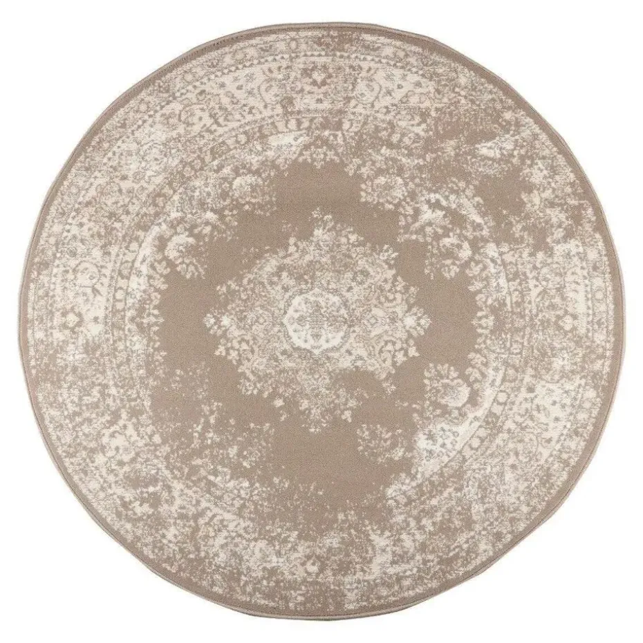 Interieur05 rond vloerkleed Keshan taupe/bruin - 160 x 160 cm