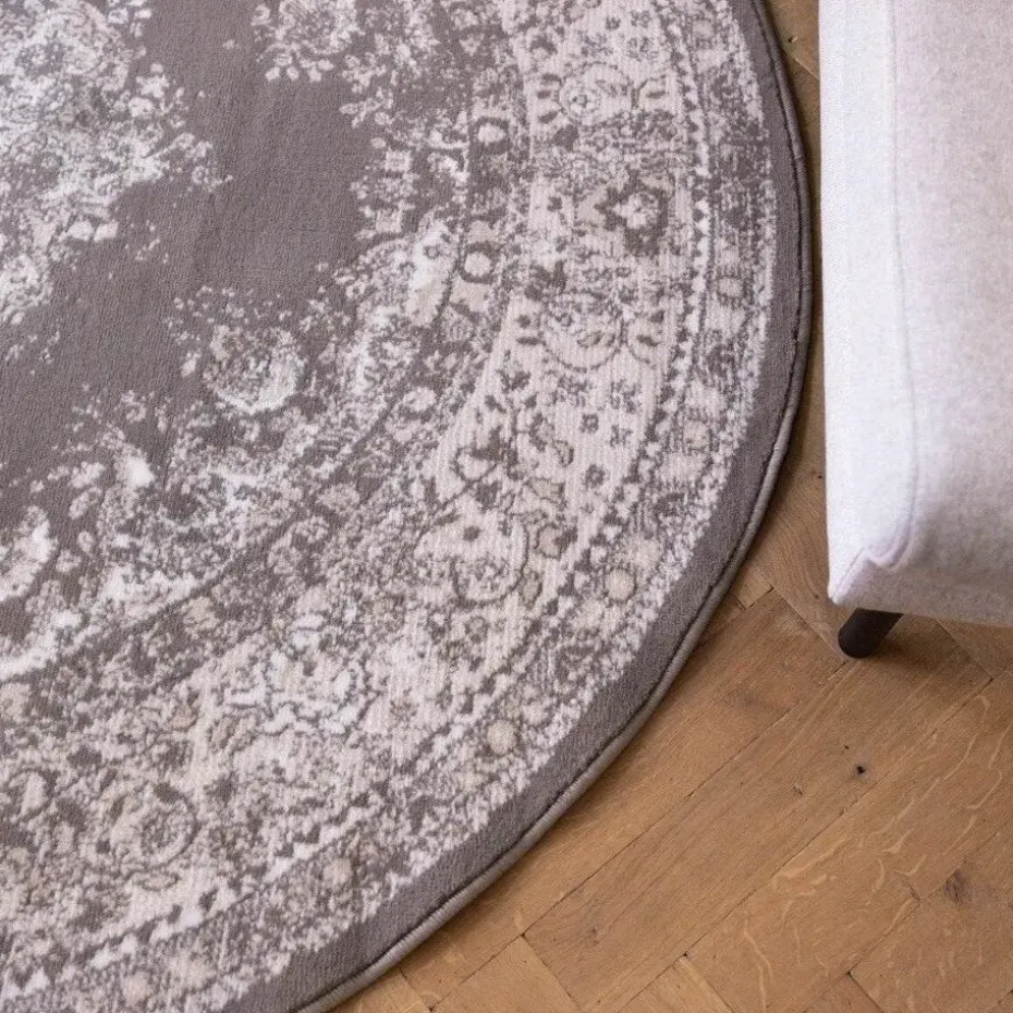 Interieur05 rond vloerkleed Keshan taupe/bruin - 160 x 160 cm