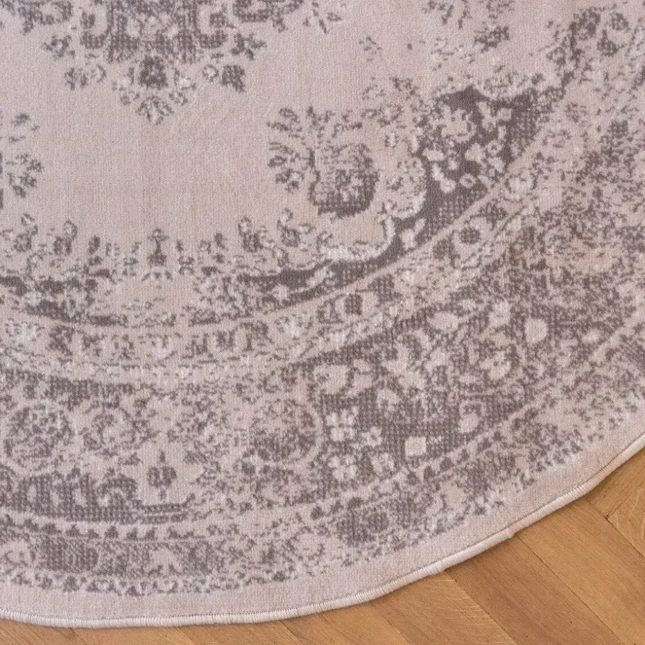Interieur05 rond vloerkleed Keshan zand/beige - 160 x 160 cm
