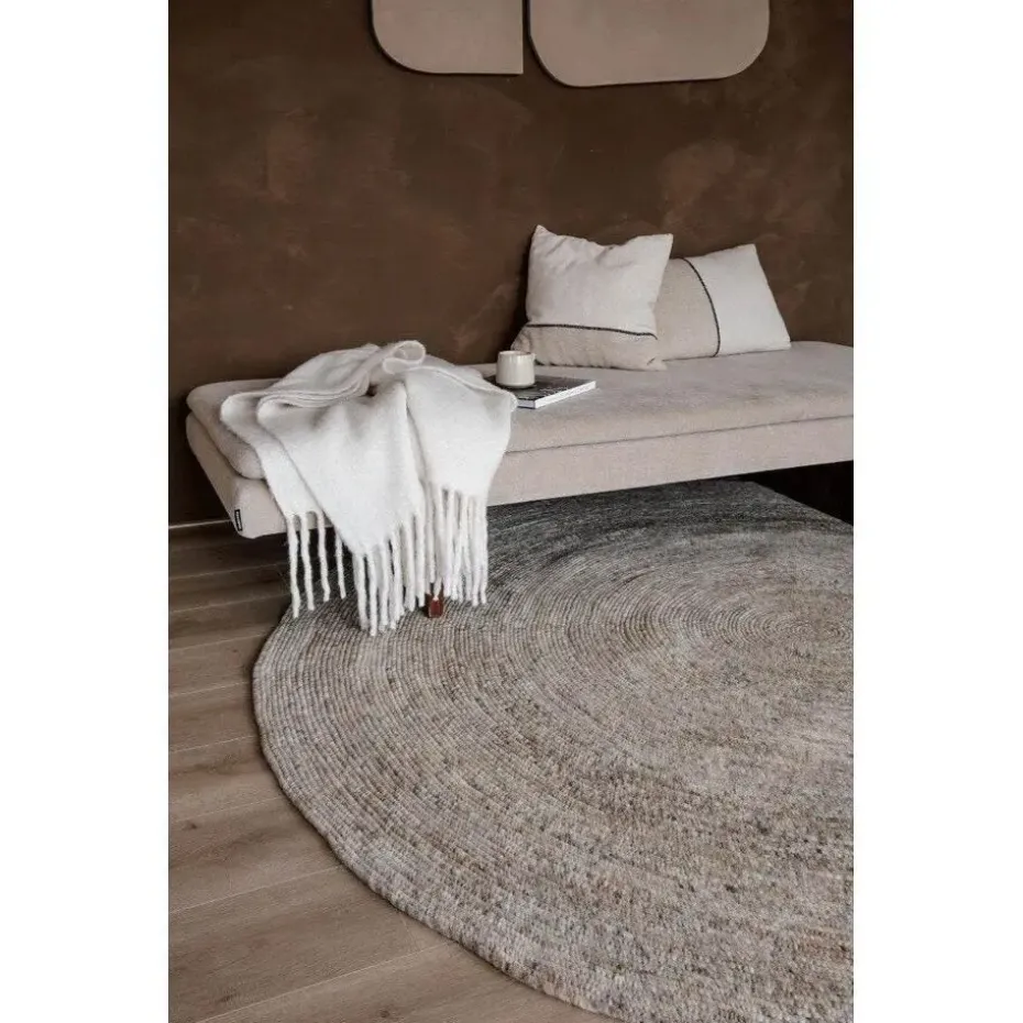 Interieur05 rond vloerkleed Gapo grijs/bruin - 150 x 150 cm