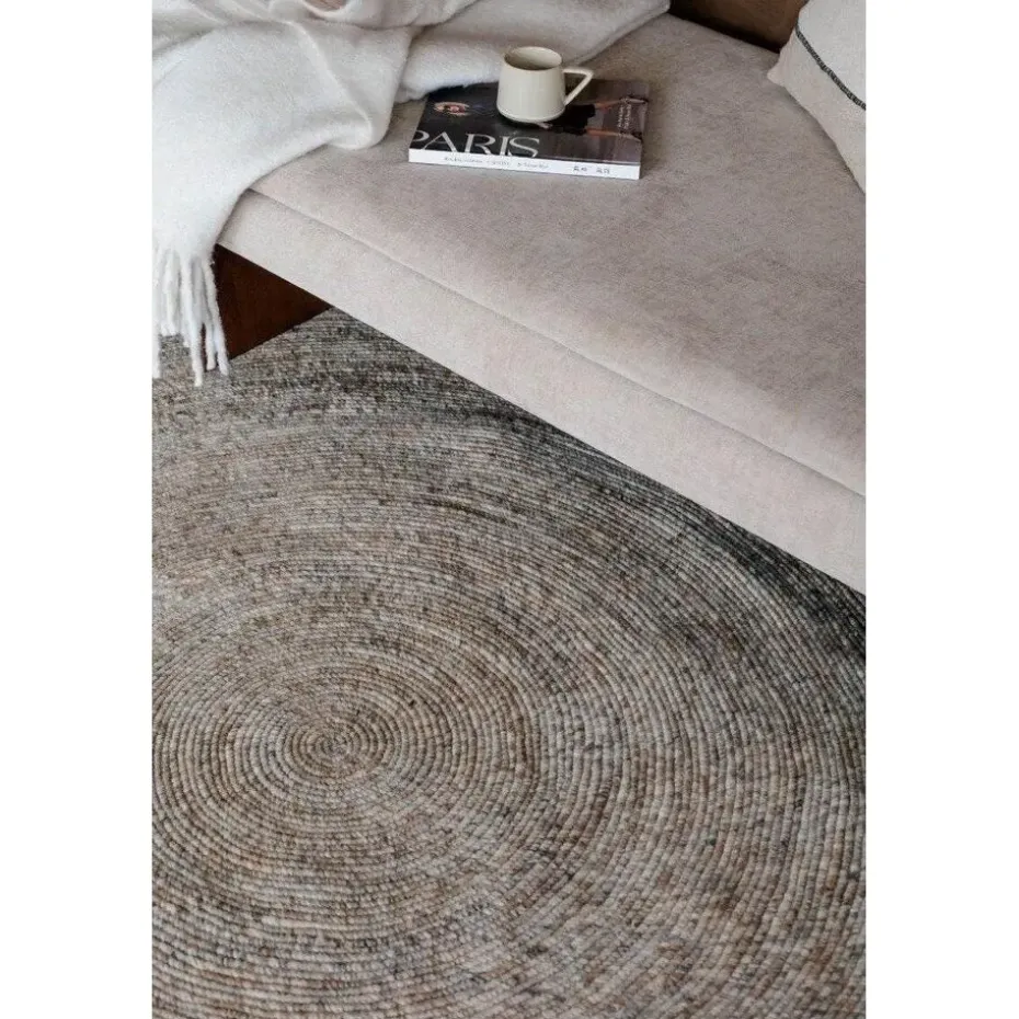 Interieur05 rond vloerkleed Gapo grijs/bruin - 150 x 150 cm