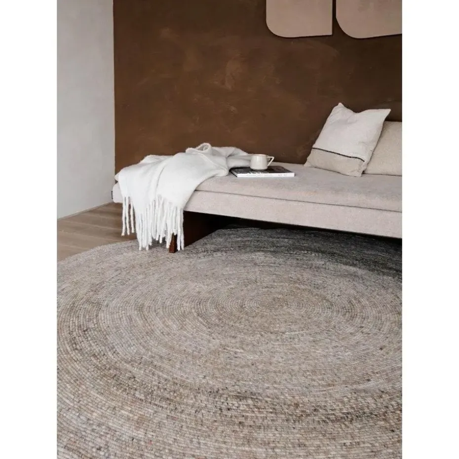 Interieur05 rond vloerkleed Gapo grijs/bruin - 150 x 150 cm