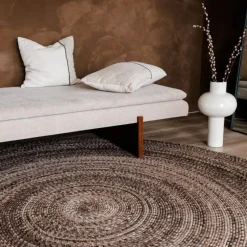 Interieur05 rond vloerkleed Gapo donkerbruin - 150 x 150 cm