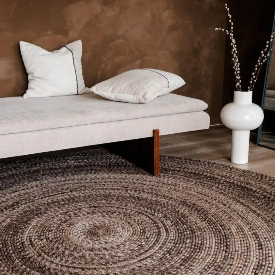 Interieur05 rond vloerkleed Gapo donkerbruin - 150 x 150 cm