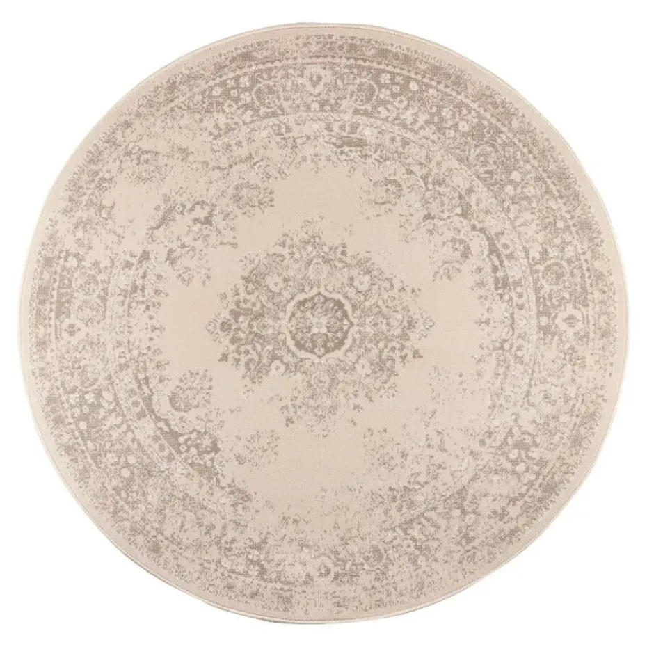 Interieur05 rond vloerkleed Keshan zand/beige - 240 x 240 cm