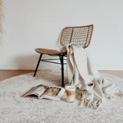 Interieur05 rond vloerkleed Keshan zand/beige - 240 x 240 cm