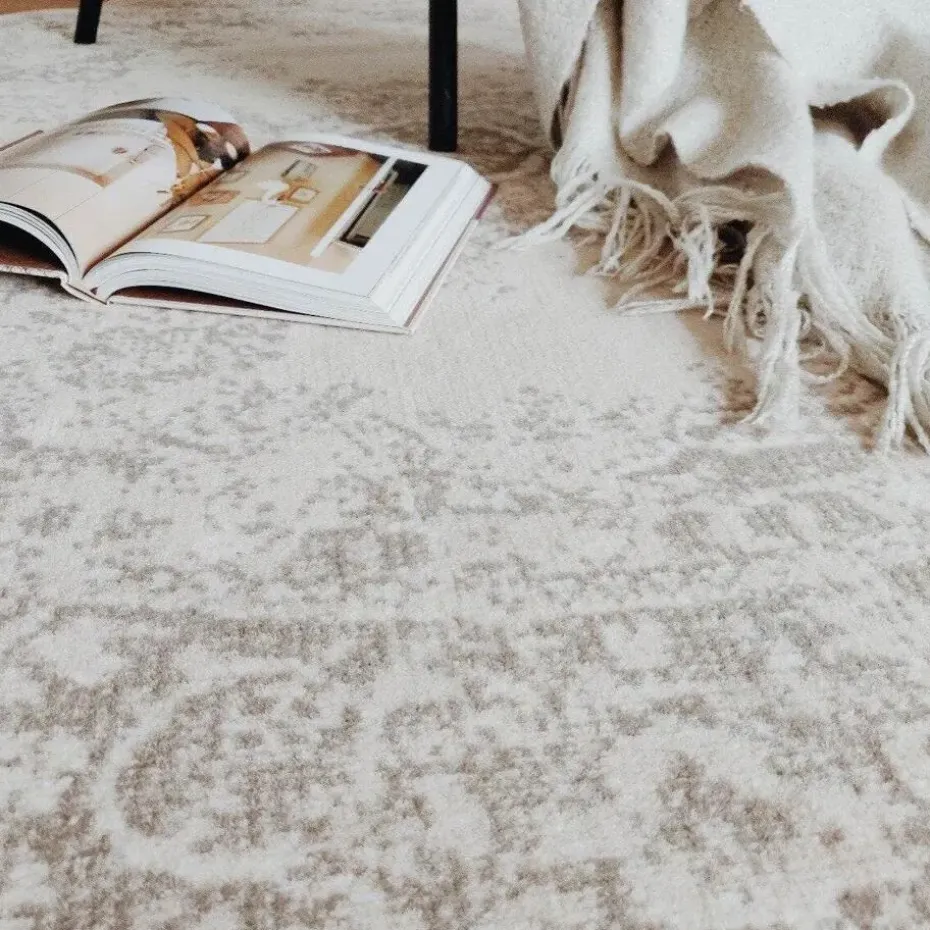 Interieur05 rond vloerkleed Keshan zand/beige - 190 x 190 cm