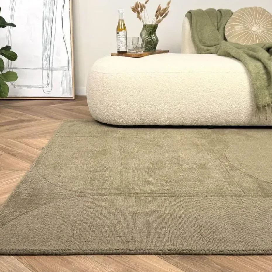 Interieur05 wollen vloerkleed groen Twig - 230 x 160 cm