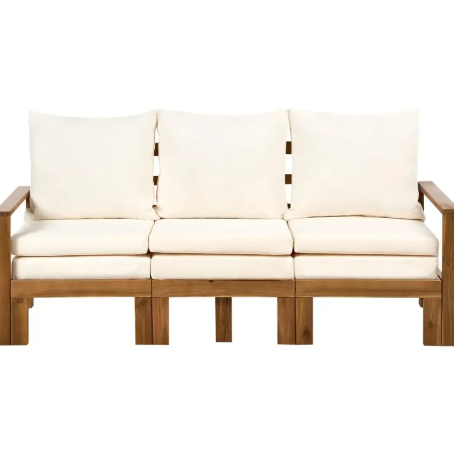 ISOLELLO - Tuinbank met kussens - Lichtbeige - Acaciahout