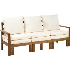 ISOLELLO - Tuinbank met kussens - Lichtbeige - Acaciahout