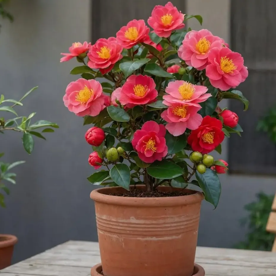 Japanse Roos - Set van 2 - Camellia 'Lady Campbell' - Hoogte 60-70cm - ⌀19cm