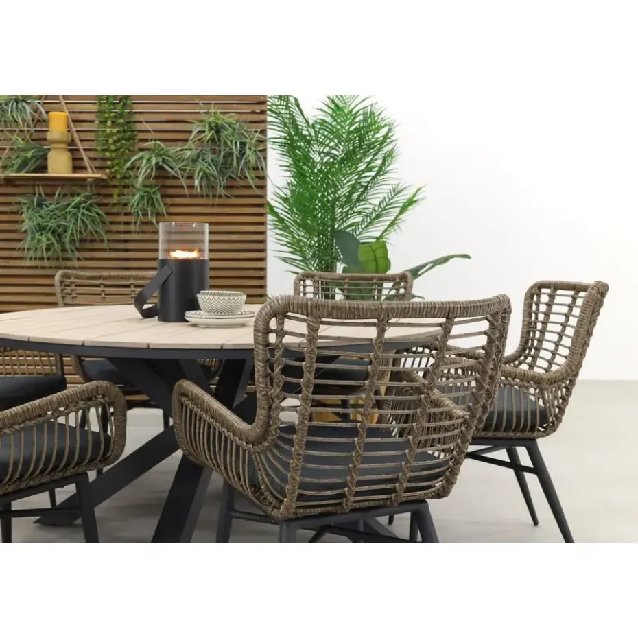 Jasmine natural / Garden Impressions Edison 148 cm. - ronde tuinset